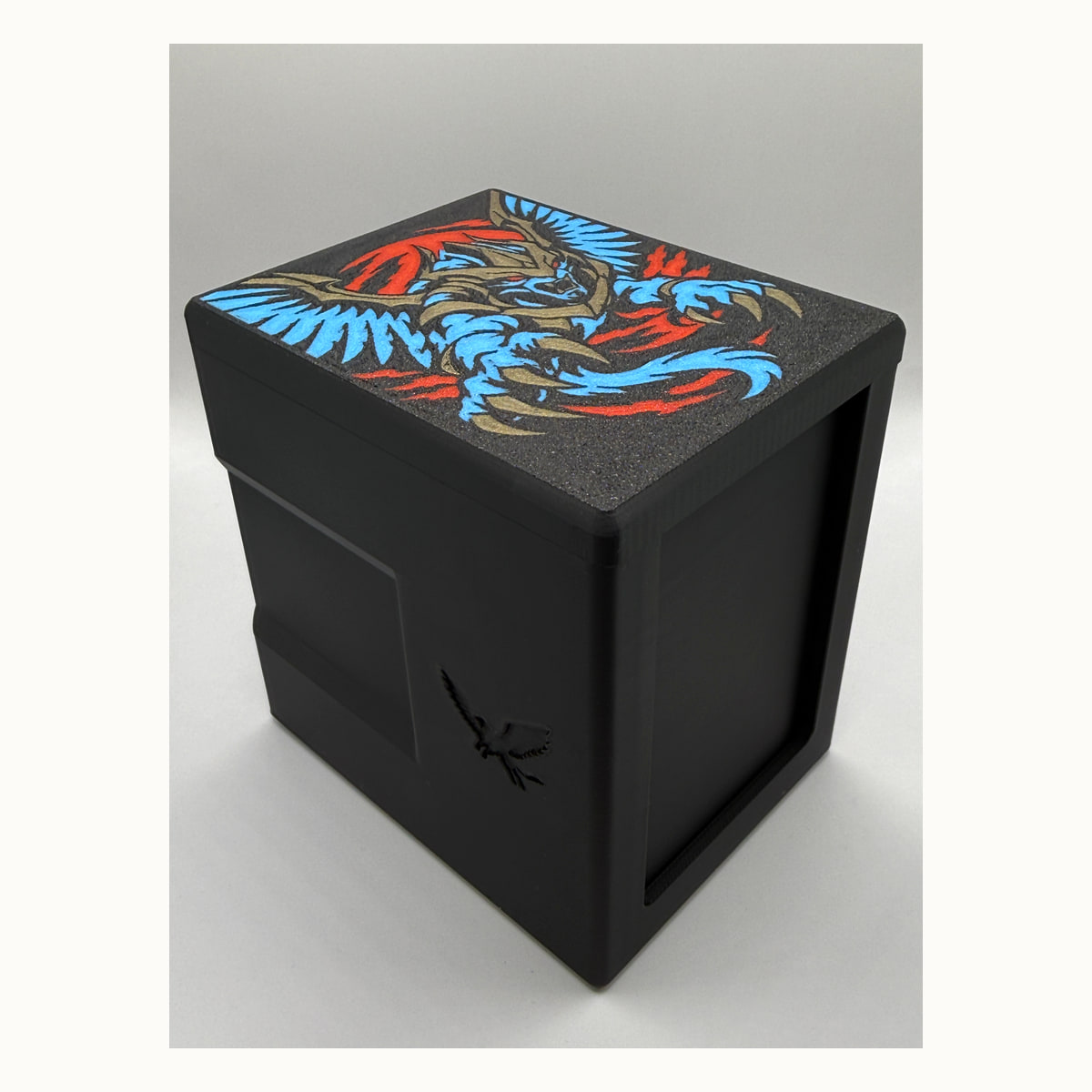 The Ur-Sphinx: assembled printed black deck box with The Ur-Sphinx lid closed